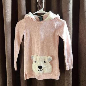 Girls pink shining & fuzzy bear sweater
